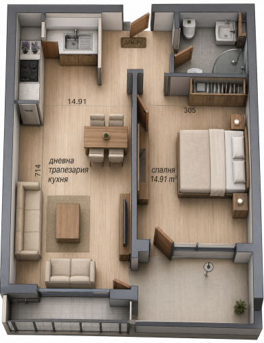 За продажба в Пловдив двустаен Кючук Париж ID 15144