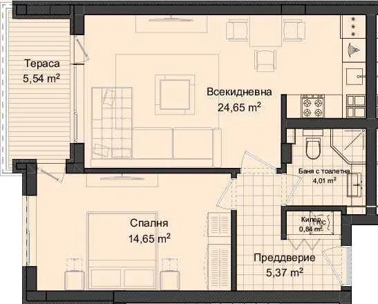 За продажба в Пловдив двустаен Гагарин ID 2075719